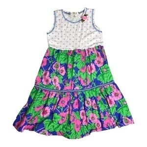 Art And Soul Boutique Aloha Dress Girls Size 7 Sleeveless Flower Polka Dot Print